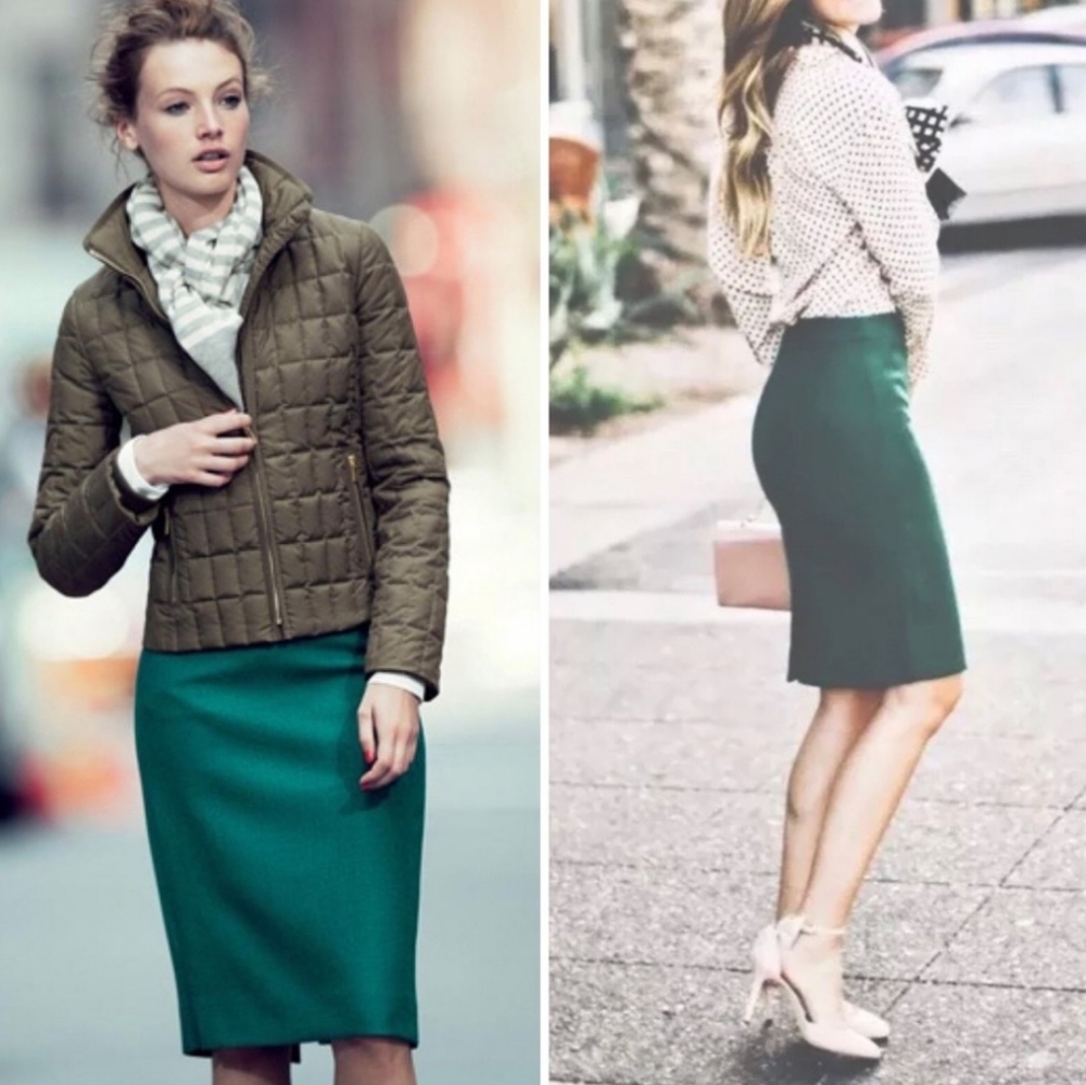 J. Crew Green Pencil Skirt